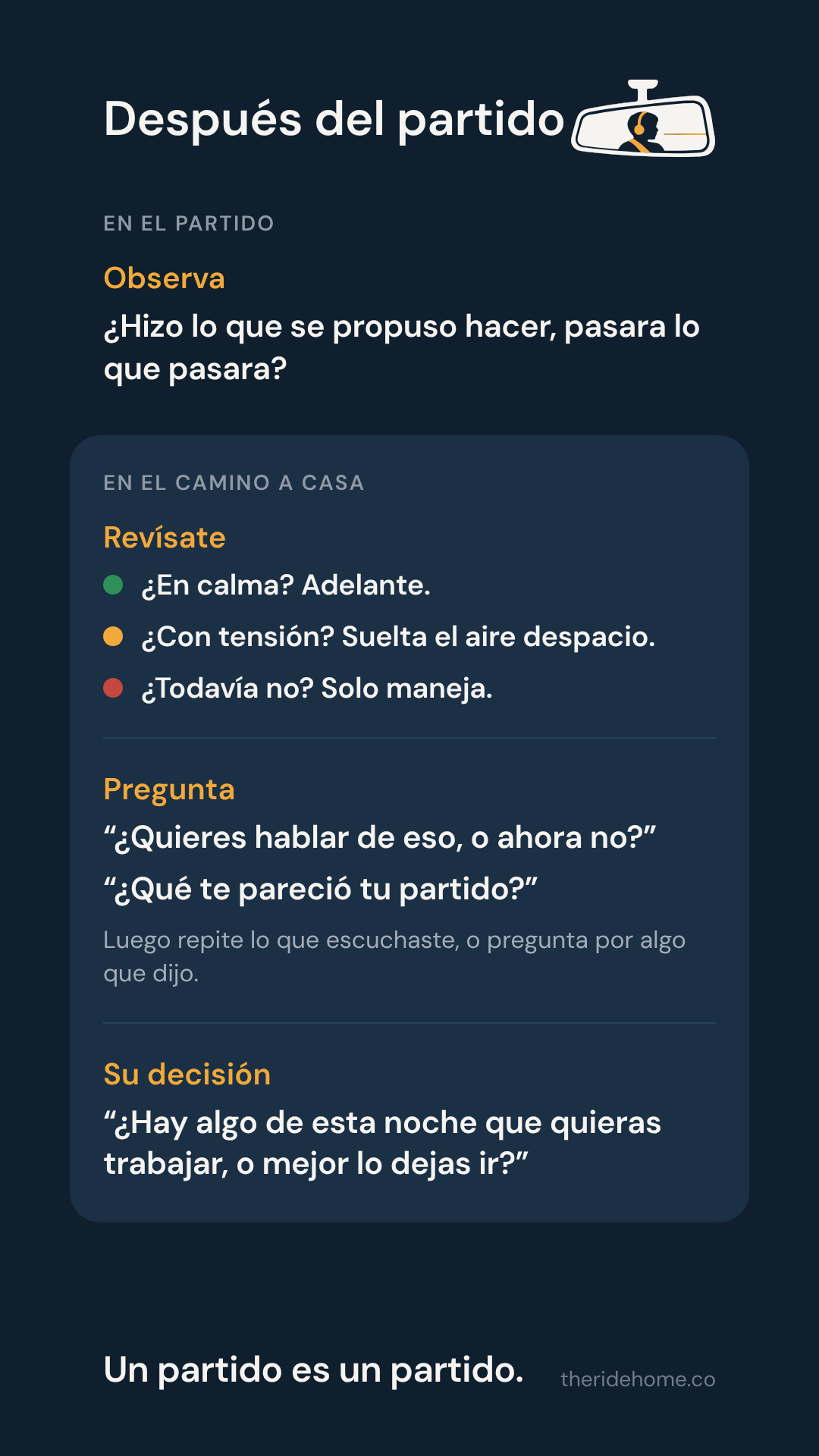 La tarjeta para después del partido